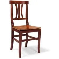 set 2 chaises de cuisine laura en bois massif avec assise en bois de noyer