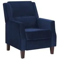 fauteuil de relaxation en velours bleu marine egersund - beliani - vintage - avec accoudoirs - relaxation