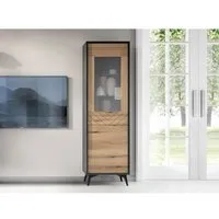 vitrine peter - bois et noir - style industriel - 54x178 cm - best mobilier