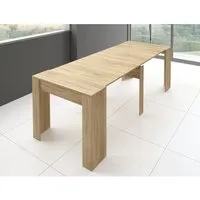 table de salle à manger extensible rectangulaire - pegane - chêne cambrian - 6 places - style contemporain