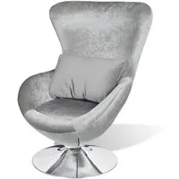 fauteuil forme d'oeuf argenté salle à manger salon chaise pivotante