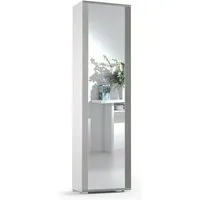 colonne de rangement avec porte miroir - armoire haute - béton gris - 7 étagères réglables