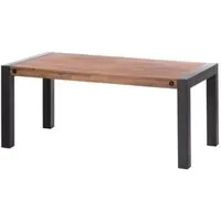 table de repas extensible 200/250x90 cm style industriel en bois massif et métal - workshop