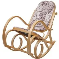 fauteuil à bascule - bois clair - tissu fleur marron
