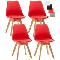 chaises de cuisine linares - clp - lot de 4 - surface en plastique - revêtement en similicuir - rouge