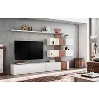 ensemble meuble tv mural - abw quill - blanc - 250 x 40 x 160 cm