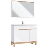 ensembles salle de bain - ensemble meuble vasque + cabinet miroir - 100 cm - cintra white beige