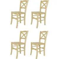 tommychairs - set 4 chaises cuisine cross, robuste structure en bois d'hêtre poli, non traité, 100% naturel, assise en bois
