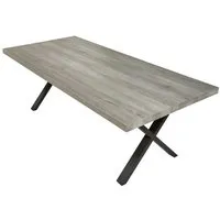 table de repas rectangulaire chêne gris clair - waterloo n°3 - l 230 x l 100 x h 76