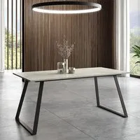 table de repas à allonge en marbre blanc - chaplop - l 140/200 x l 90 x h 76 - design contemporain