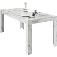 table de repas rectangulaire - tousmesmeubles - burano - 8 places - marbre blanc - design contemporain