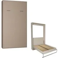 armoire lit escamotable - inside 75 - smart-v2 - gain de place - taupe