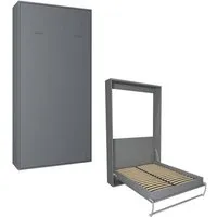 armoire lit escamotable smart-v2 gris graphite mat couchage 90*200 cm. gris bois inside75
