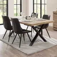 table de repas rectangulaire 200 cm chêne naturel - courtrai - 10 places - contemporain