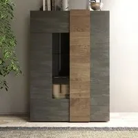 vaisselier couleur bois gris et chêne foncé contemporain venezia 3 gris l 121 x p 44 x h 168 cm