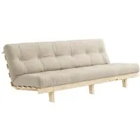 banquette convertible futon lean pin coloris beige couchage 130*190 cm. beige coton inside75