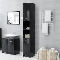 armoire de rangement de salle de bain avec 6 étagère et 2 portes - 30x30x183,5 cm noir