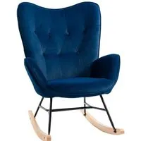 homcom fauteuil à bascule oreilles rocking chair accoudoirs assise dossier garnissage mousse haute densité aspect velours