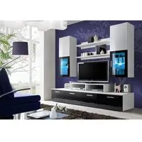 meuble tv mural 200cm design. collection mini coloris blanc et noir 45 blanc