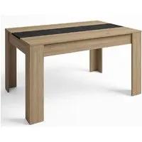 table à manger rectangulaire extensible en mélamine coloris naturel - longueur 160.4-220.4 x profondeur 90.4 x hauteur 76.1 cm