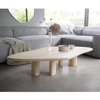 table basse - delife - widorna 180x100 cm - bois massif - white washed