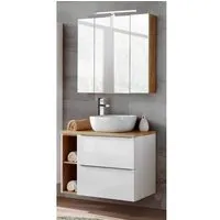 ensembles salle de bain - ensemble meuble vasque + armoire miroir - 80 cm - capri white beige