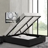 lit avec coffre de rangement noir avec sommier 140x200 cm - eveil - designetsamaison