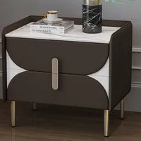 table de chevet effet marbre avec pieds dorés bily - pu noir