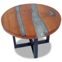 table basse table d'appoint de salon séjour en teck résine 60 cm