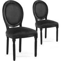 lot de 2 chaises médaillon louis xvi velours noir