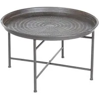 table d'appoint ronde en fer coloris gris - diamètre 65 x profondeur 39 cm