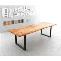 table de salle à manger edge acacia naturel 260x100 métal noir live-edge