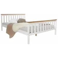 lit double futon en bois blanc 140x200 - homestyle4u - equilibré - 2 places