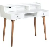 meubles cosy bureau informatique avec rangement et 3 tiroirs coiffeuse table d'ordinateur enfant en bois d'ingénierie et métal,blanc