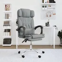349741  vidaxl fauteuil de massage inclinable de bureau gris clair tissu