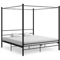 vidaxl cadre de lit à baldaquin noir métal 200x200 cm