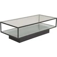 table basse en verre et acier maglehem noir - jardindeco - rectangulaire - meuble de salon