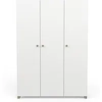 armoire penderie + lingère 3 portes battantes blanc/chêne clair - zily - blanc - bois - l 134.5 x l 52 x h 185.5 cm - armoire