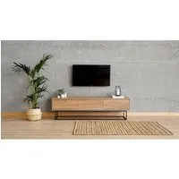 meuble tv recta 3 tiroirs 140cm coton bois noir laminé naturel et noir
