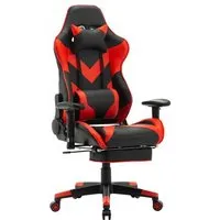 woltu chaise de bureau racing chaise, fauteuil de bureau en similicuir avec repose-tête et repose-pieds, hauteur réglable, rouge