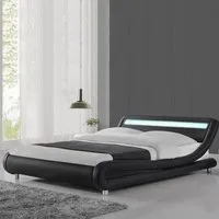 lit - meubler design - julio - led intégré - noir - 180x200