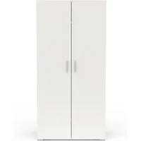 armoire penderie 2 portes battantes blanc - zily - blanc - bois - l 90 x l 52 x h 187 cm - armoire