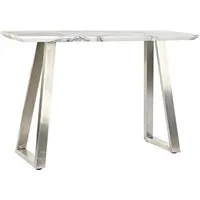 console table en acier argenté et mdf coloris blanc - longueur 120 x profondeur 40 x hauteur 76 cm