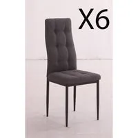 lot de 6 chaises de salle à manger en tissu coloris gris avec pieds coloris chromé - longueur 41 x profondeur 48 x hauteur 96 cm