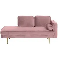 chaise longue rose poudré côté droit - beliani - miramas - velours - contemporain - 79 cm