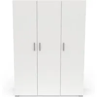 armoire penderie + lingère 3 portes blanc - zily - blanc - bois - l 134.5 x l 52 x h 185.5 cm - armoire
