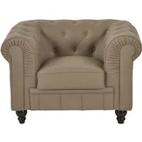 fauteuil chesterfield capitonné - pu taupe - meubler design - 1 place - intérieur