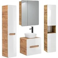 ensembles salle de bain - ensemble salle de bain meuble vasque 60 cm + 3 éléments - archipel white