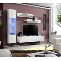 meuble tv fly g3 design, coloris blanc brillant. meuble suspendu moderne et tendance pour votre salon. 320x30x40 blanc