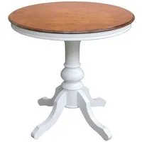 table basse ronde en bois - laquée blanche et plateau en merisier - artisanat italien